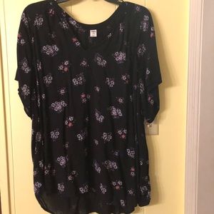 Black, floral blouse